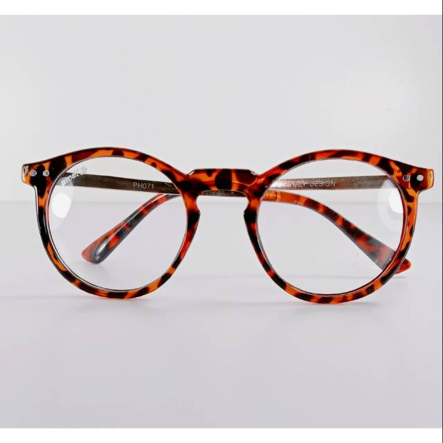 Frame kacamata bulat leopard italy design
