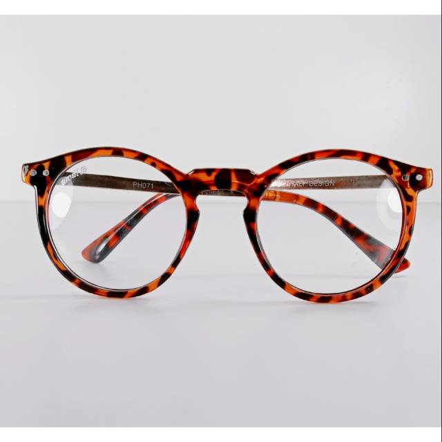 Frame kacamata bulat leopard italy design