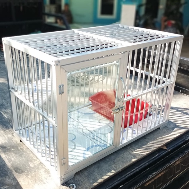 PROMO Kandang Kucing Alumunium 1 Pintu_Ukuran Sedang PUTIH