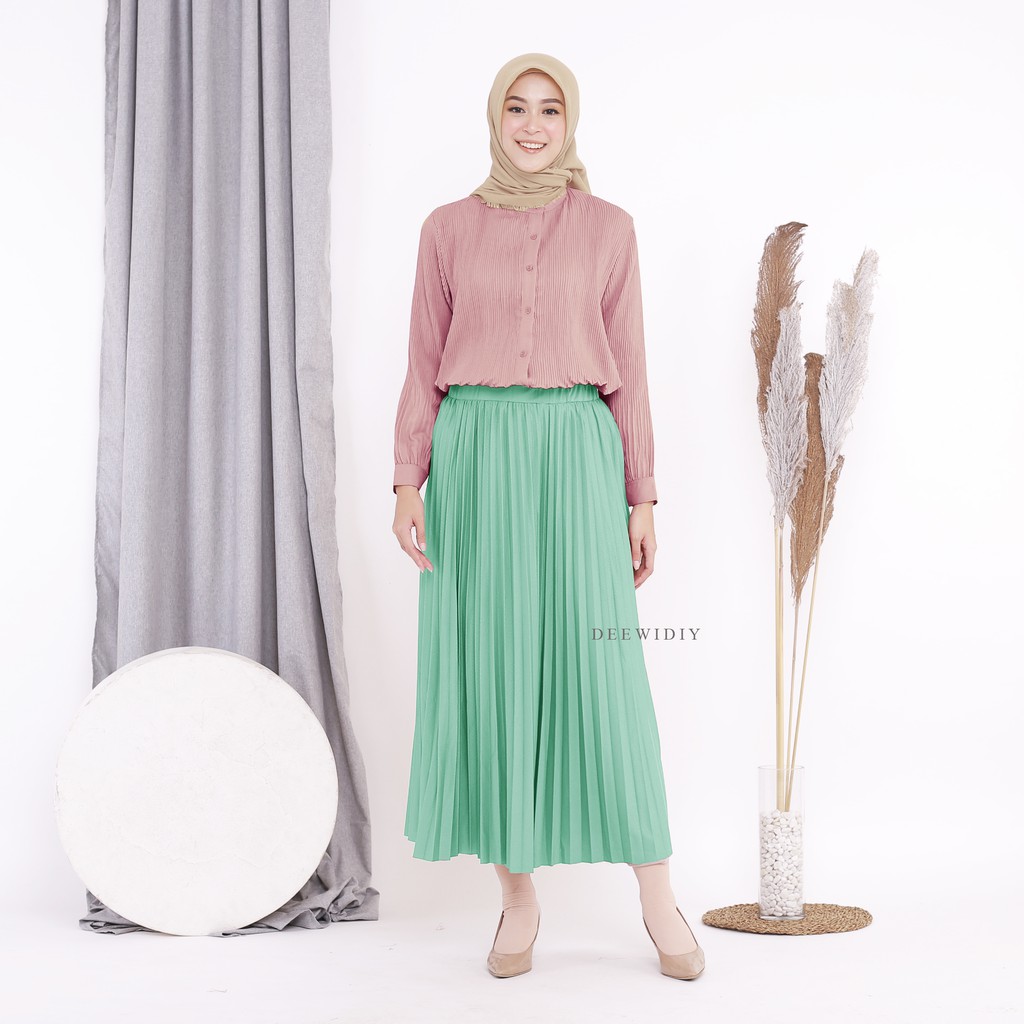 ROK PLISKET PANJANG PAYUNG BAHAN PREMIUM MUAT SAMPAI JUMBO - SIERA UMBRELLA PLEATS SKIRT DEEWIDIY