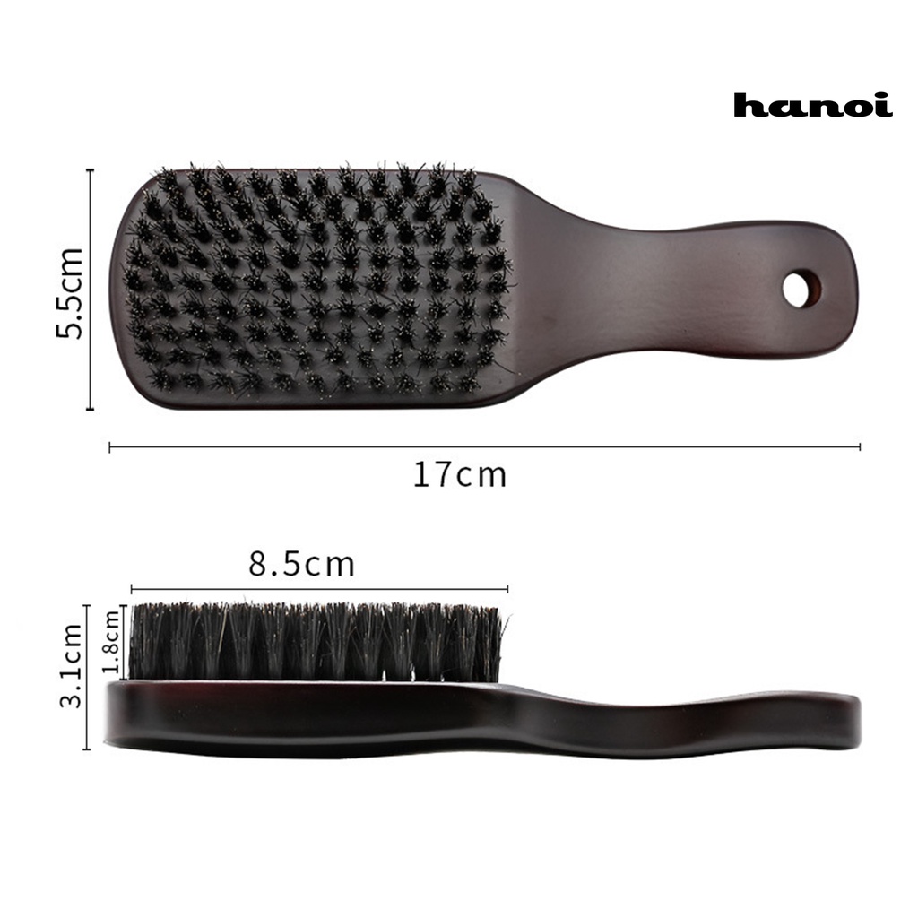 HQTM_Mustache Brush Skin-friendly Brownish Black Wooden Handle Hair Styling Comb Shaving Tools for Men