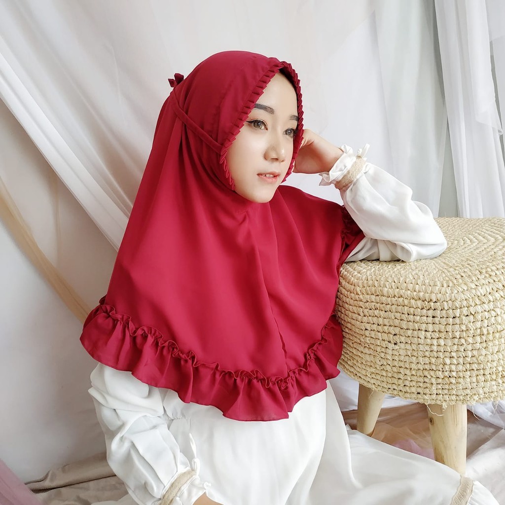 Jilbab KCB LIPIT Khimar fatimah kerut bahan diamond strech