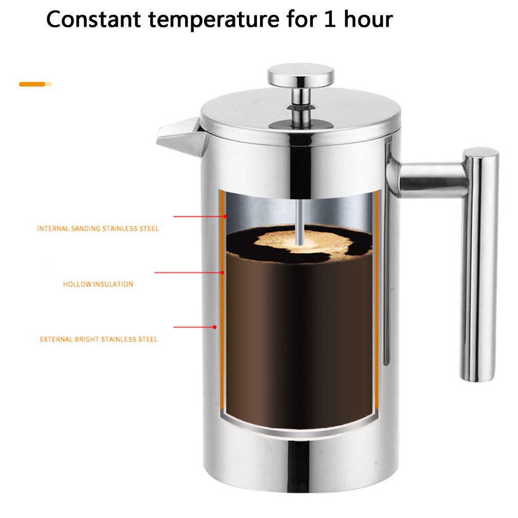 Mi.more French Press Stainless Steel Coffee Maker Plunger French Press Kopi 350ml/800ml/1000ml