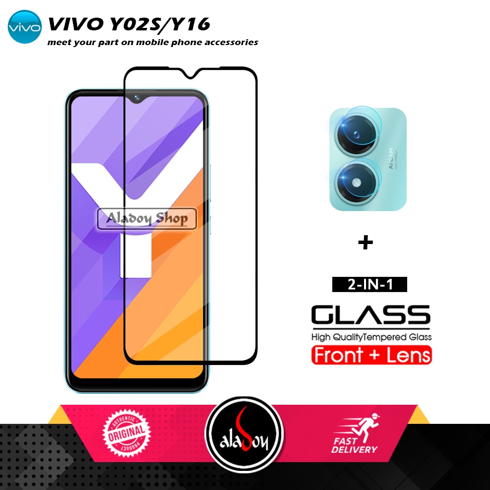 PAKET Tempered Glass Layar Vivo Y16 / Y02S Free Tempered Glass Camera