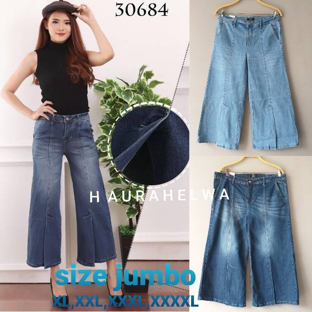 KULOT JEANS VJ ORIGINAL SIZE JUMBO muat sampai bb 90kg #belah depan