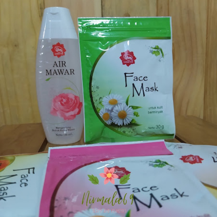 Paket 2 in 1 Viva air mawar + viva masker wajah /paket pembersih wajah/pencerah wajah/masker kulit n