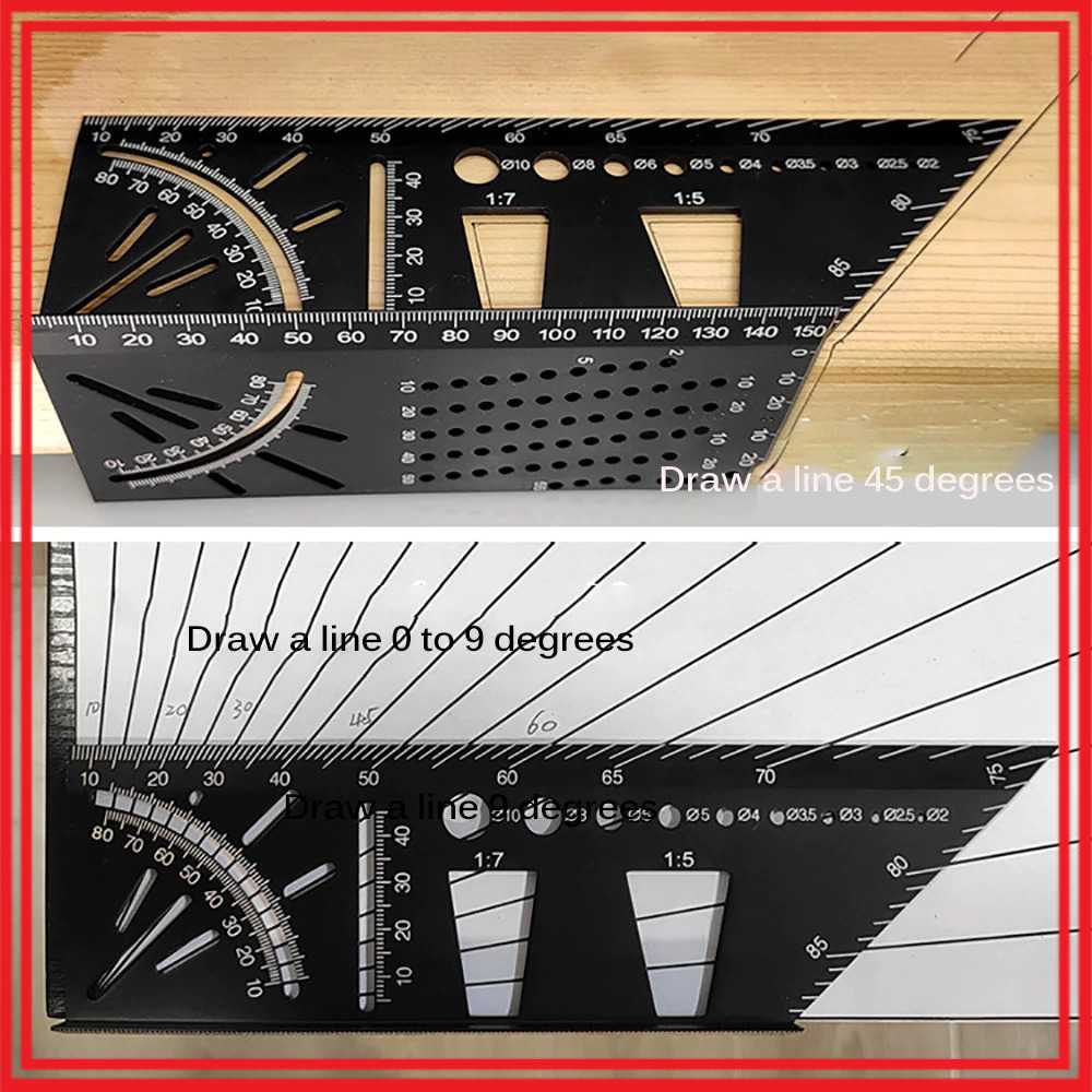 

ABEDOE Alat Marking Penanda Penggaris Angle Ruler Mark Line 3D Measuring Aluminium - M142