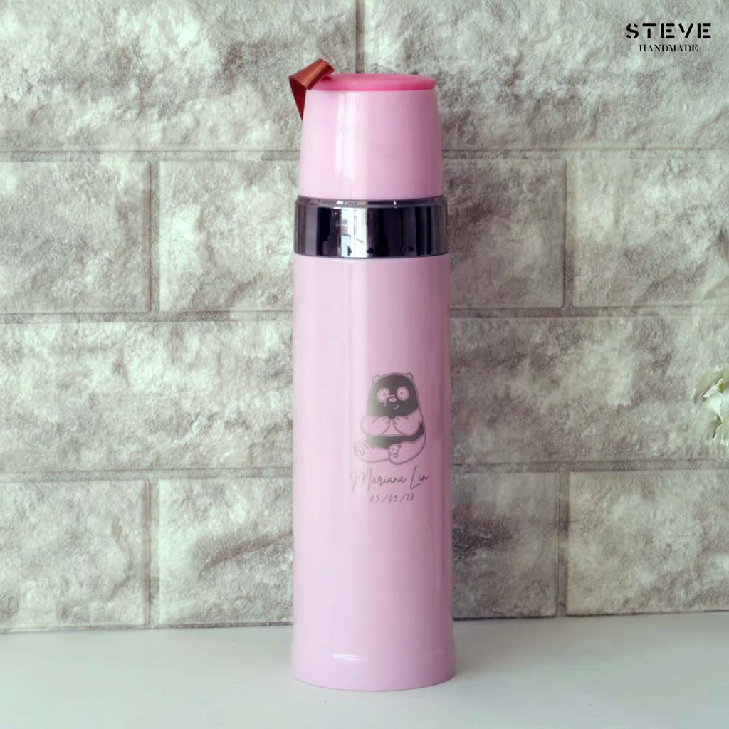 Botol minum stainless termos vacuum tumbler travel mug  TM0665 Pink