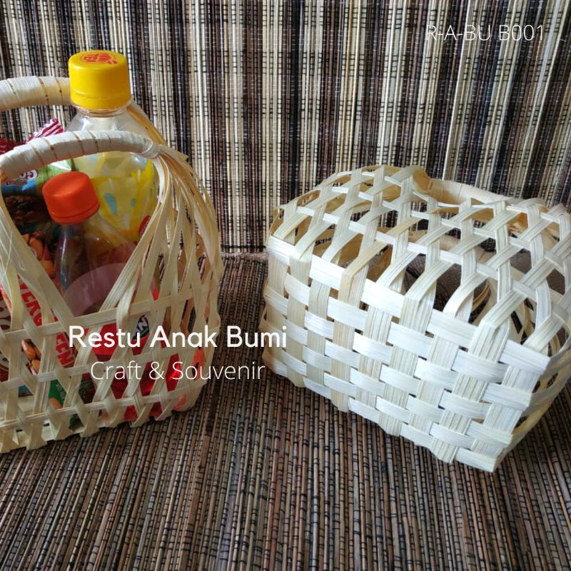 

(B001) Tas Snack Bambu 14cm/Keranjang Wadah Belanja/Tempat Kosmetik/Snack/Hampers / Hantaran