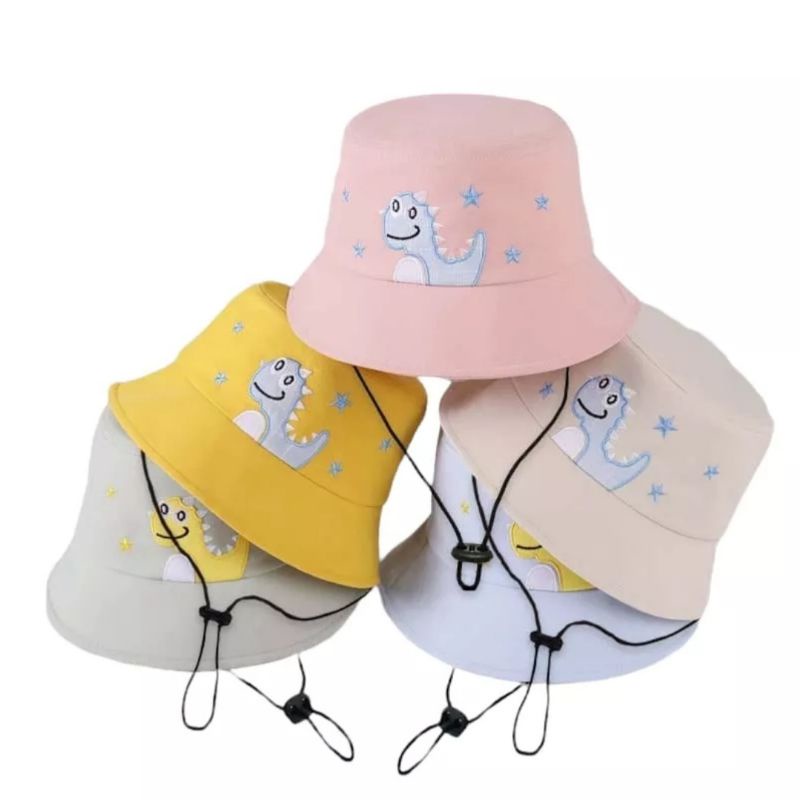 TOPI TALI BUCKET ANAK DENGAN TALI MOTIF DINO/ TOPI BUKET ANAK LAKI LAKI PEREMPUAN