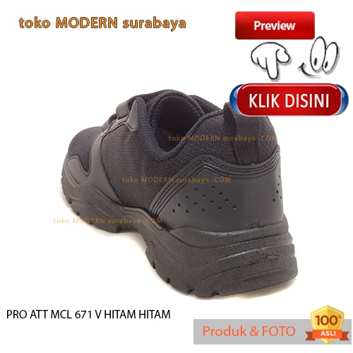 Sepatu anak sekolah casual sneakers PRO ATT MCL 671 V HITAM / HITAM