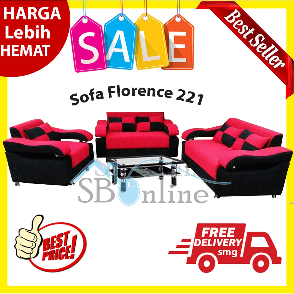 Sofa Minimalis Florence 221 Oscar Dan Bludru Bonus Meja Tamu Import