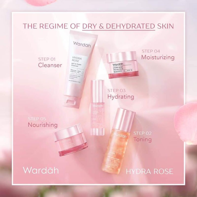 WARDAH Hydra ROSE Series - Day Gel/ Night Gel/ Foam Cleanser/ Infused Toner/ Rose Serum