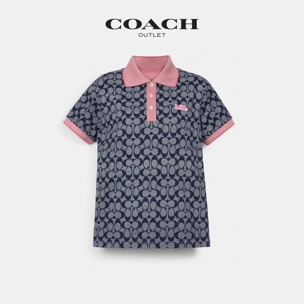 Kaos Polo Wanita Coach chambray signature original