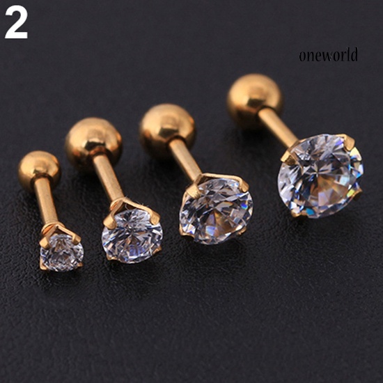 OW@ Men Women Rhinestone Cartilage Tragus Bar Helix Upper Ear Earring Stud Jewelry