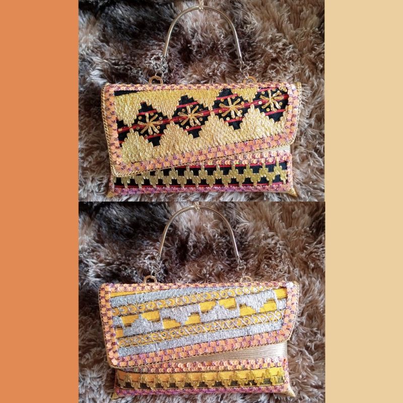 Clutch Tapis Tas Pesta Tapis Lampung Size M 27cm Model tenteng Miring Penuh