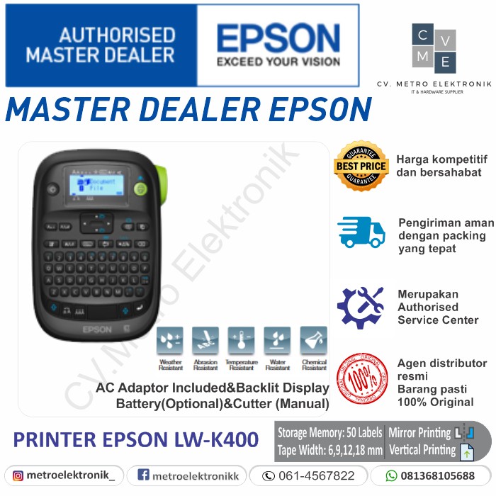 Jual PRINTER LABEL EPSON LWK400 EPSON LWK400 K400 LW Label Work Stiker