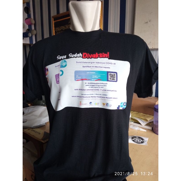 KAOS CUSTOM DTF - QR-CODE Saya sudah di Vakasin