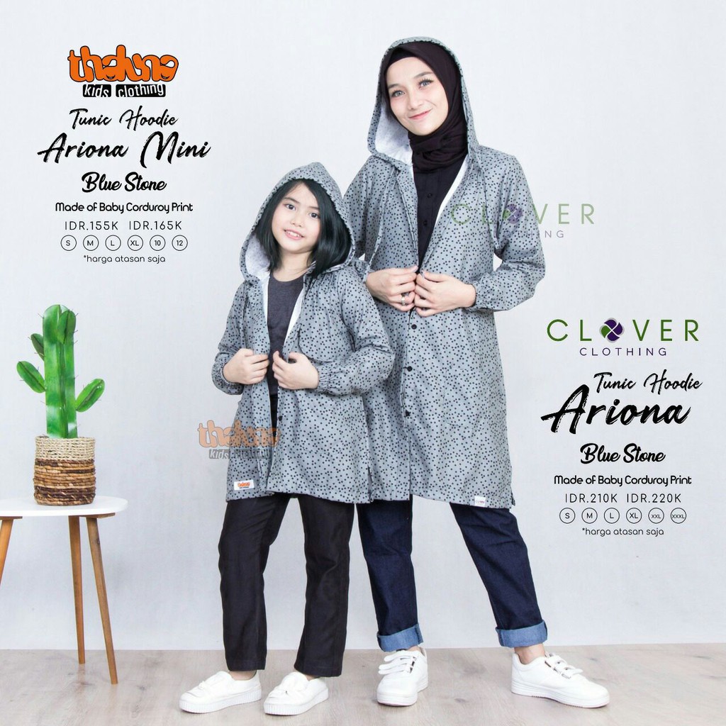 SALE Atasan Muslim Couple Ibu Anak - Tunic Couple Hoodie Ariona Ori