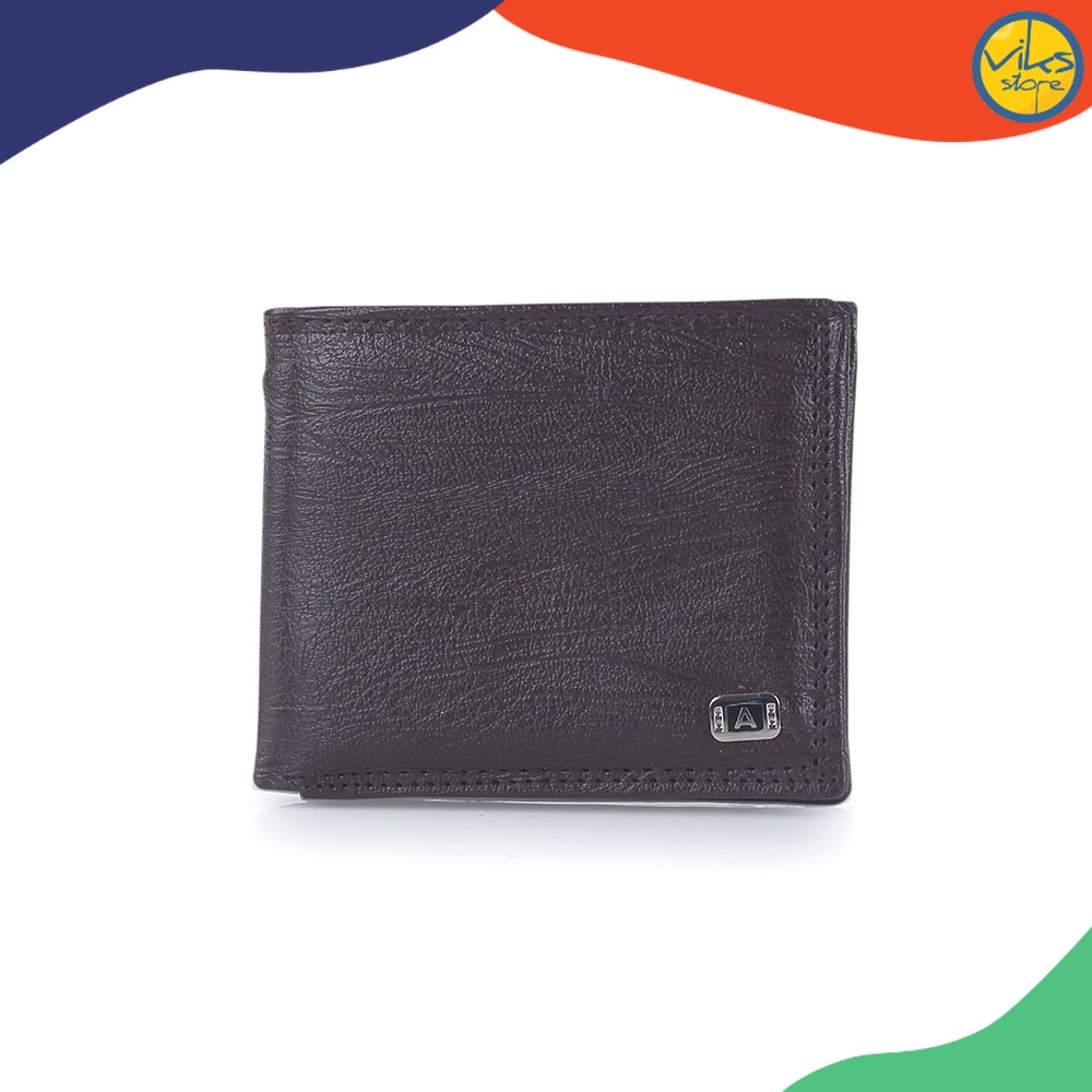 Dompet Cowok Pria Bahan Kulit Sintesis Wallet Polos Hitam Coklat