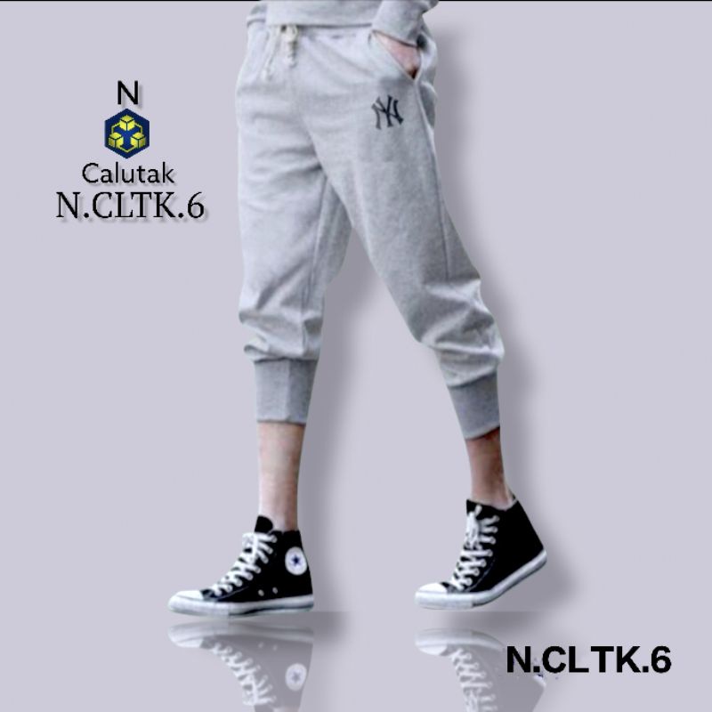 Celana Pria Pendek Jogger Pinggang Rib Karet Pants Sweatpants Olahraga Sepeda Jogging Lari Santai Harian