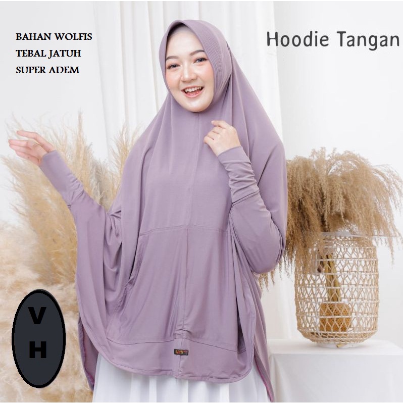 Hijab Bergo Tangan Jumbo Bahan Woolfis