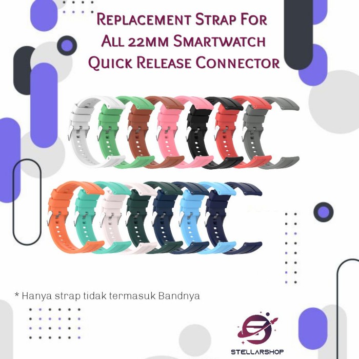 Strap Pengganti untuk Smartwatch 22mm Quick Release Rubber Metal