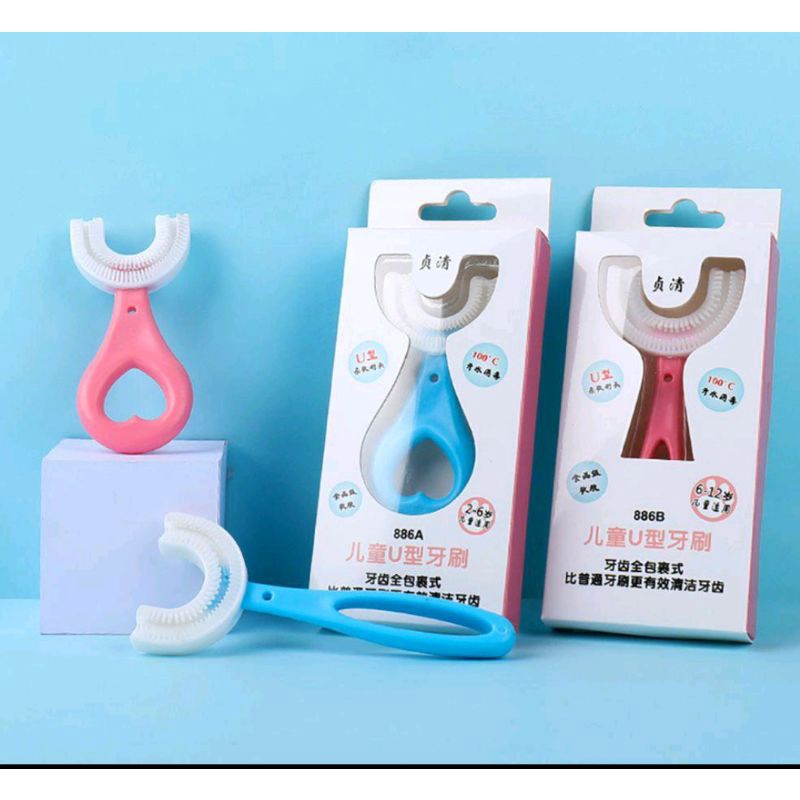 Sikat Gigi Anak Bentuk U Shape Silikon Halus Lembut Bayi Umur 2-12 Tahun Kids Toothbrush