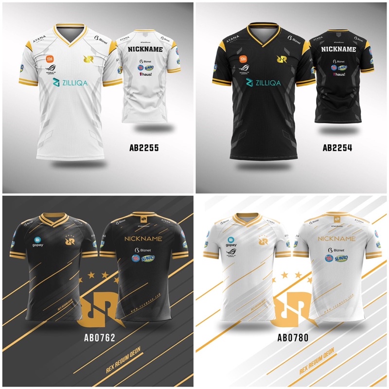 Kaos Jersey RRQ Meliora 2022 Black & White Baju Game Printing MLBB FF PUBG Jumbo RRQ 2020 -  Free Cu
