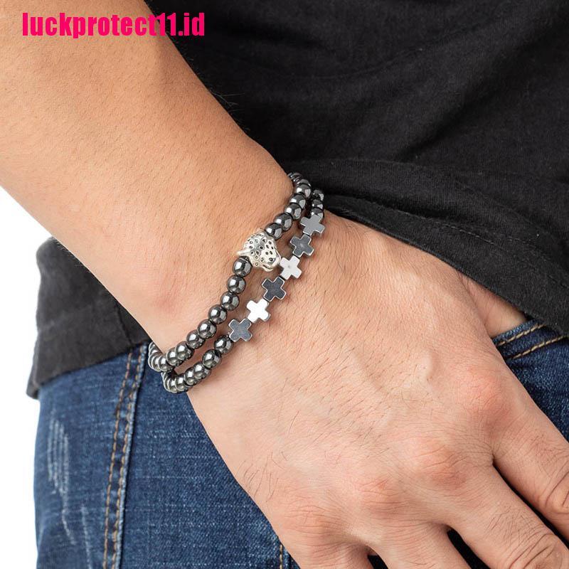 Gelang Manik-Manik Batu Hematite Unik Handmade Untuk Pria Charms