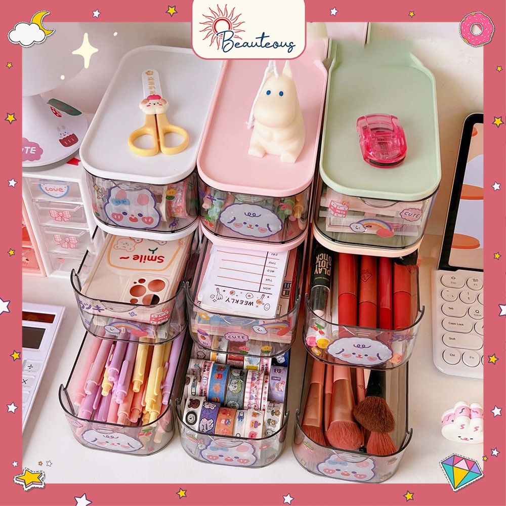 Storage Box Laci Serbaguna Tempat Make Up Aksesoris Stationary Serbaguna Free Stiker Tumblr DIY Cute