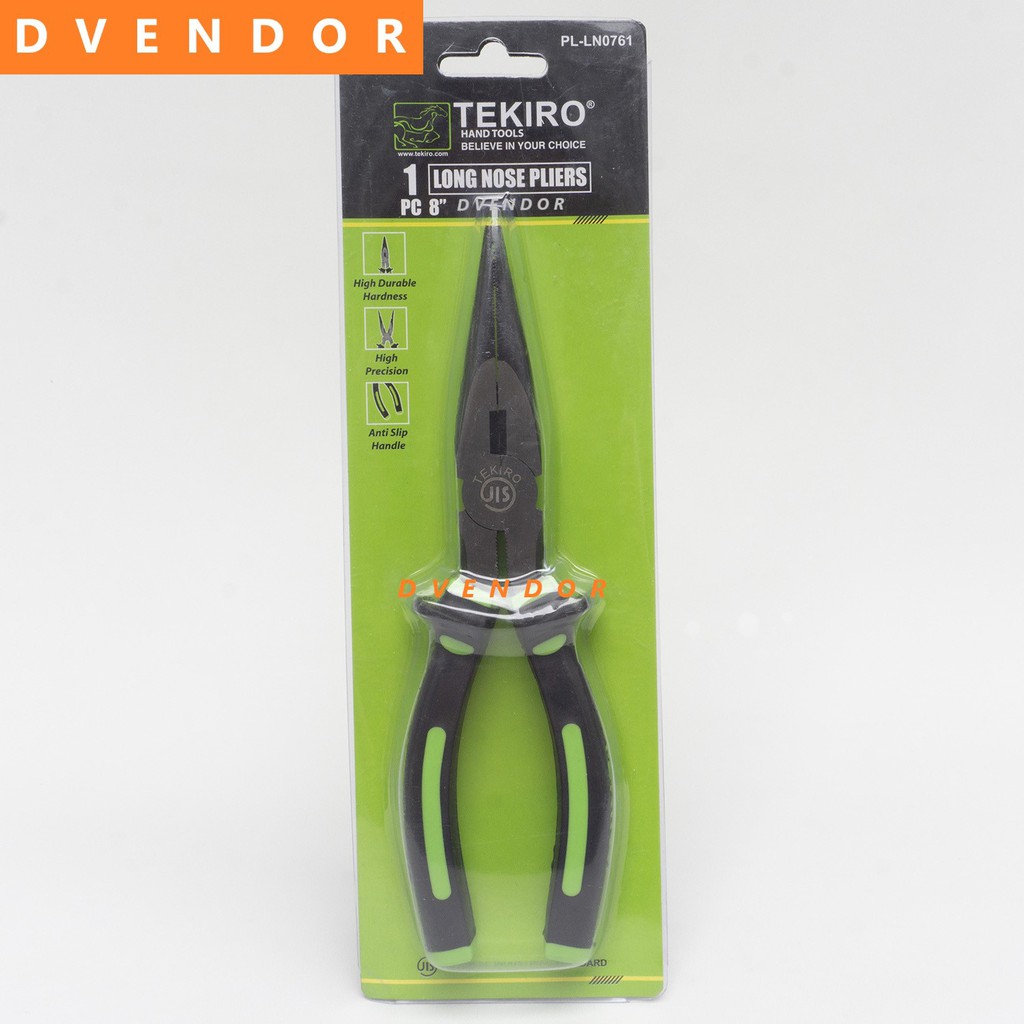 TEKIRO PL LN0761 LONG NOSE PLIERS 8 inch TANG LANCIP 8 