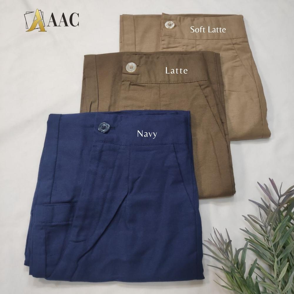 Kulot Linen Rami Hight Waist Pakai Kancing dan Resleting YKK