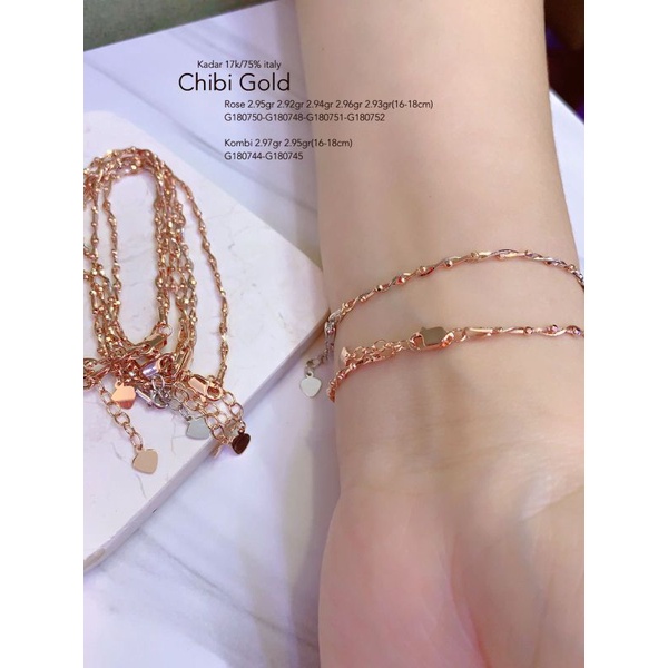 CHIBIGOLD - gelang tangan emas ITALY LILIT BIJI Emas 750 kadar 17k - CHIBIGOLD