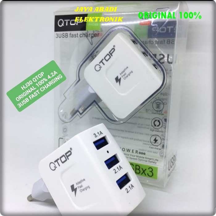 J52 ORIGINAL QTOP KEPALA BATOK 4.2A USB SUPER FAST CHARGING FLASH CAS CASAN ADAPTOR TRAVER ADAPTER CEPAT CHARGE ANDRPIT ANDROIT HANDPHONE ADAPTER TC QC QUALLCOMM UNIVERSAL MULTI ORIGINAL BISA CAS 3 HANDPHONE SEKALIGUS JADI LEBIH PRAKTIS DAN EFESIEN