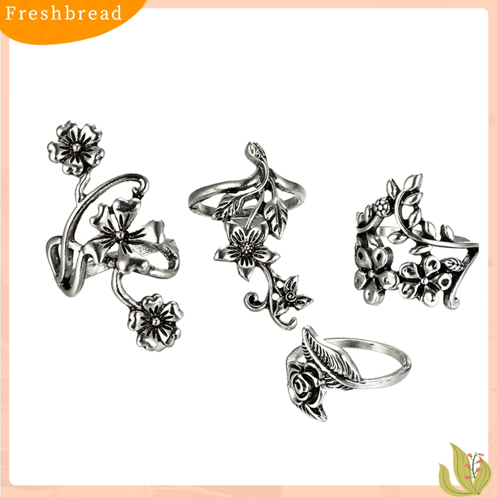 [TERLARIS]Vintage Flowers Vines Leaves Finger Rings Set Women Charm Jewelry Decoration