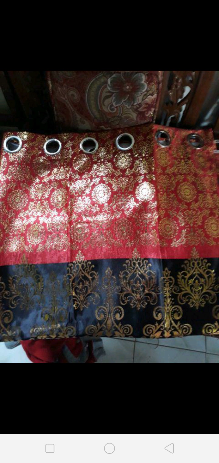 Gorden Jendela Pintu Embosh Model Smokring#coklat#merah#hijau#silver#ukuran Lebar 120 Cm Tinggi 230c