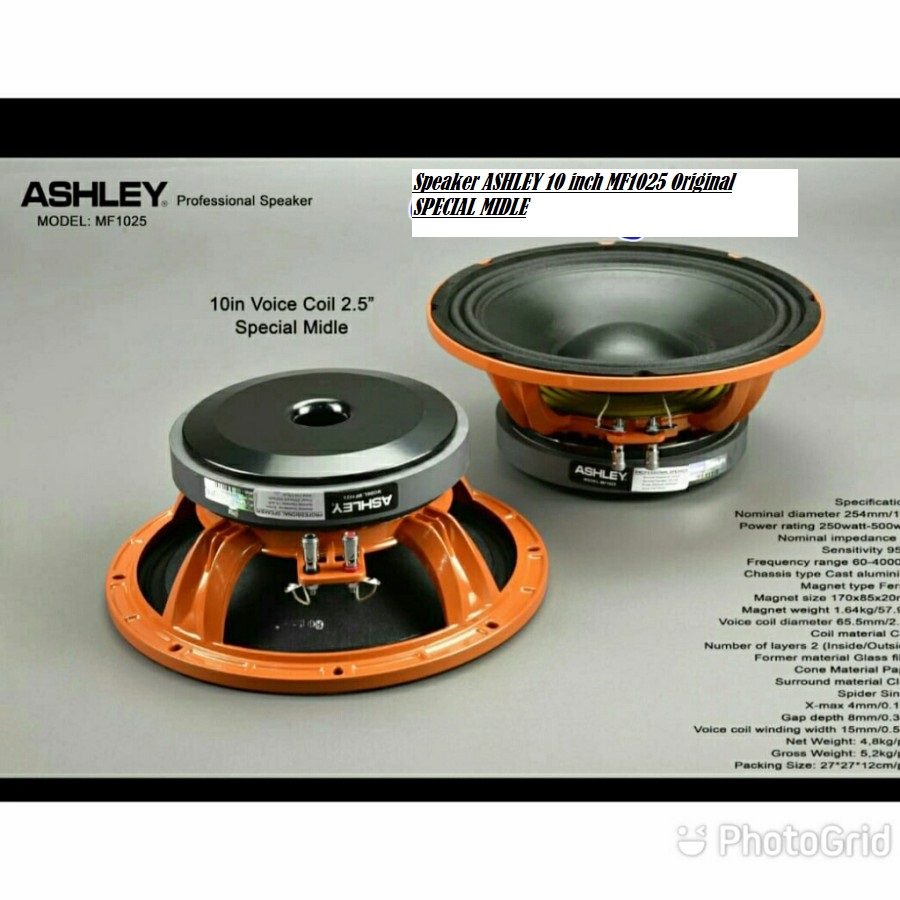Speaker ASHLEY 10 inch MF1025 Original SPECIAL MIDLE