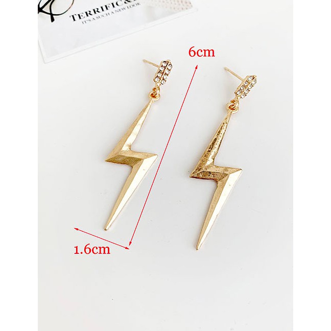 LRC Anting Tusuk Fashion Golden Alloy Stud Lightning Studs D68806