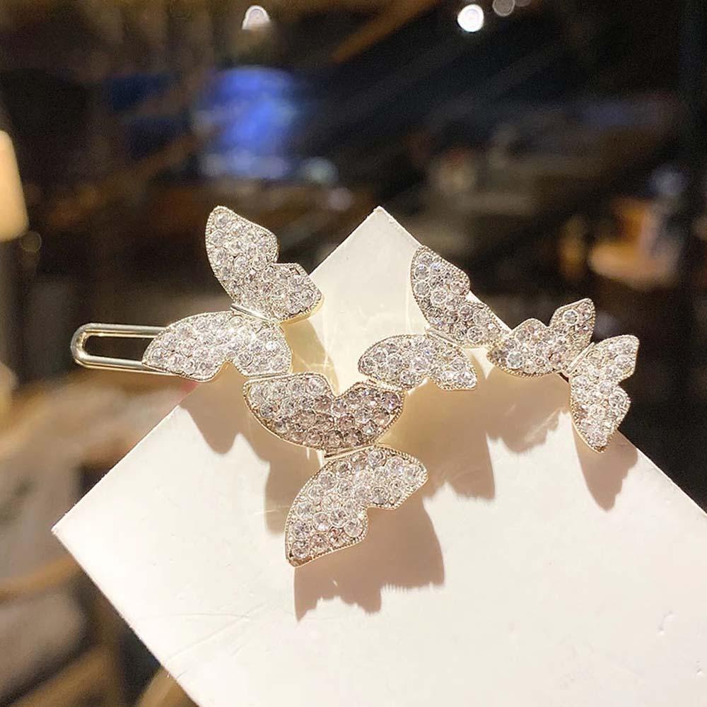 AUGUSTINA Aksesoris Rambut Kupu-Kupu Temperamen Korea Berlian Imitasi Kristal Rambut Hoop