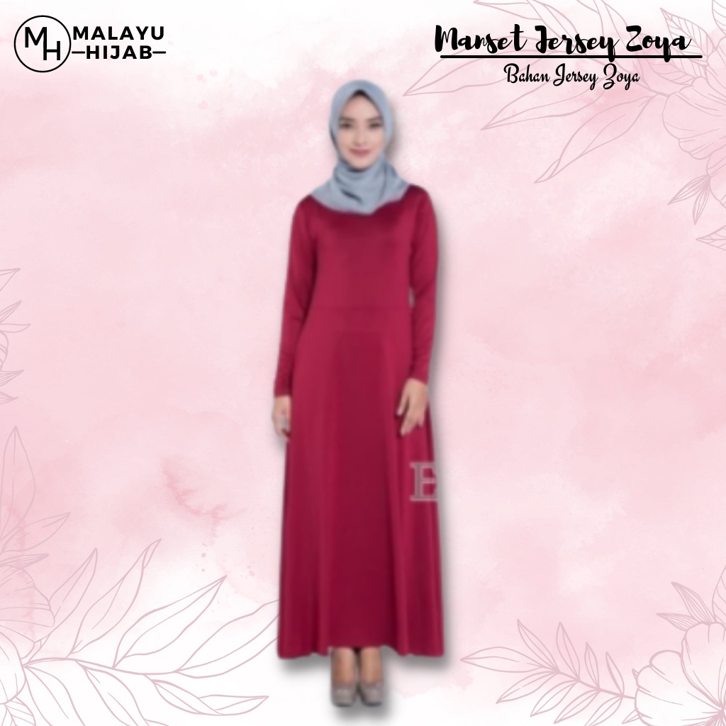 MALAYU HIJAB Daleman Manset Mangset Inner Gamis Polos Lengan Panjang Jersey Jumbo Zoya Warna Maroon