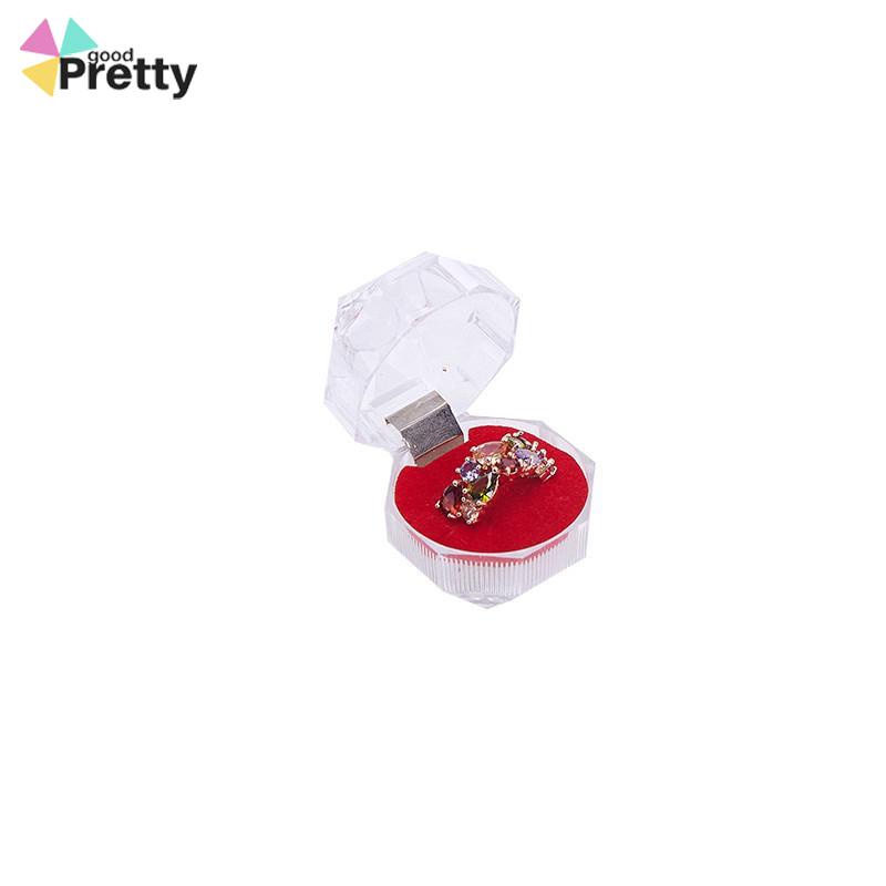 4cm * 4cm Transparan Kotak Cincin Kristal Kotak Cincin Akrilik Kotak Perhiasan Anting - PD