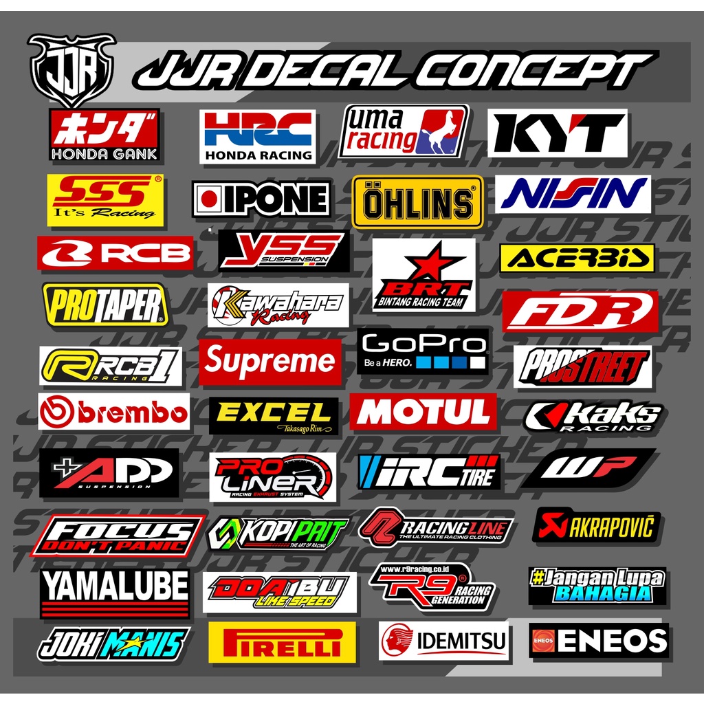 39 Lembar Stiker Motor Sponsor Racing