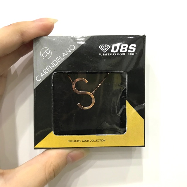 Kalung Liontin Huruf S Edisi Carendelano (Emas Asli Kadar 750)