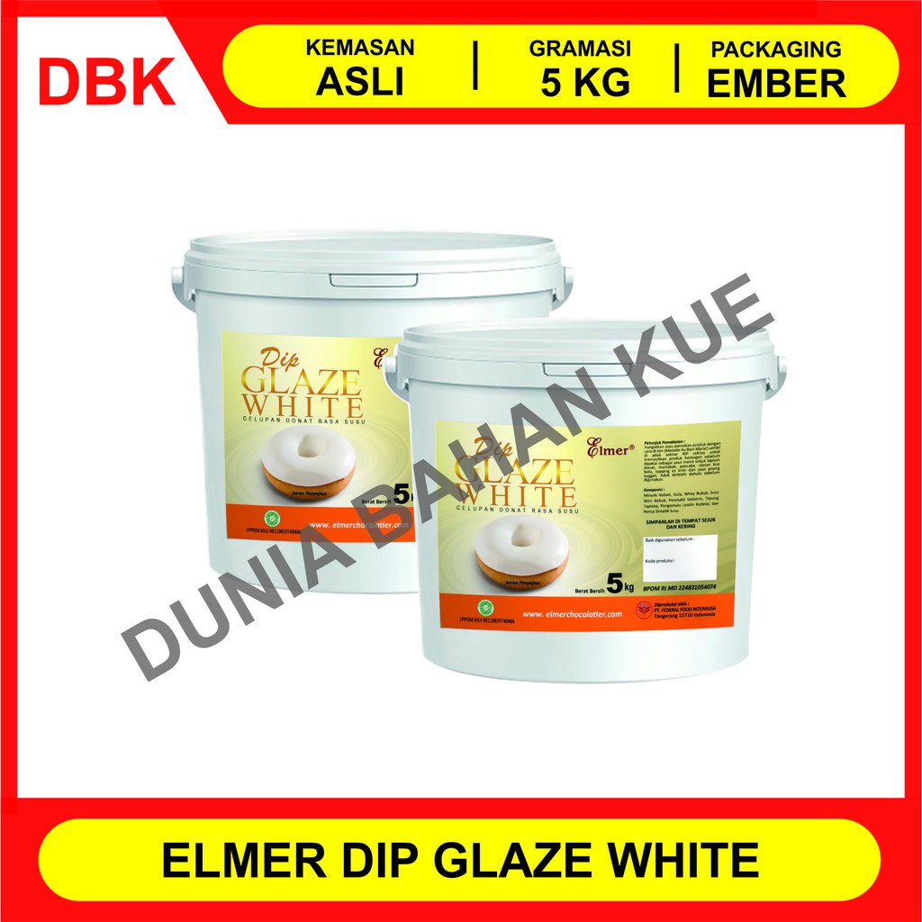 

ELMER DIP GLAZE 5 KG - TOPPING DONAT PISANG NUGGET - WHITE CHOCO