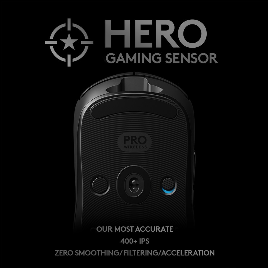 Logitech G PRO Wireless (GPW) Mouse Gaming HERO 25K DPI for E-Sports