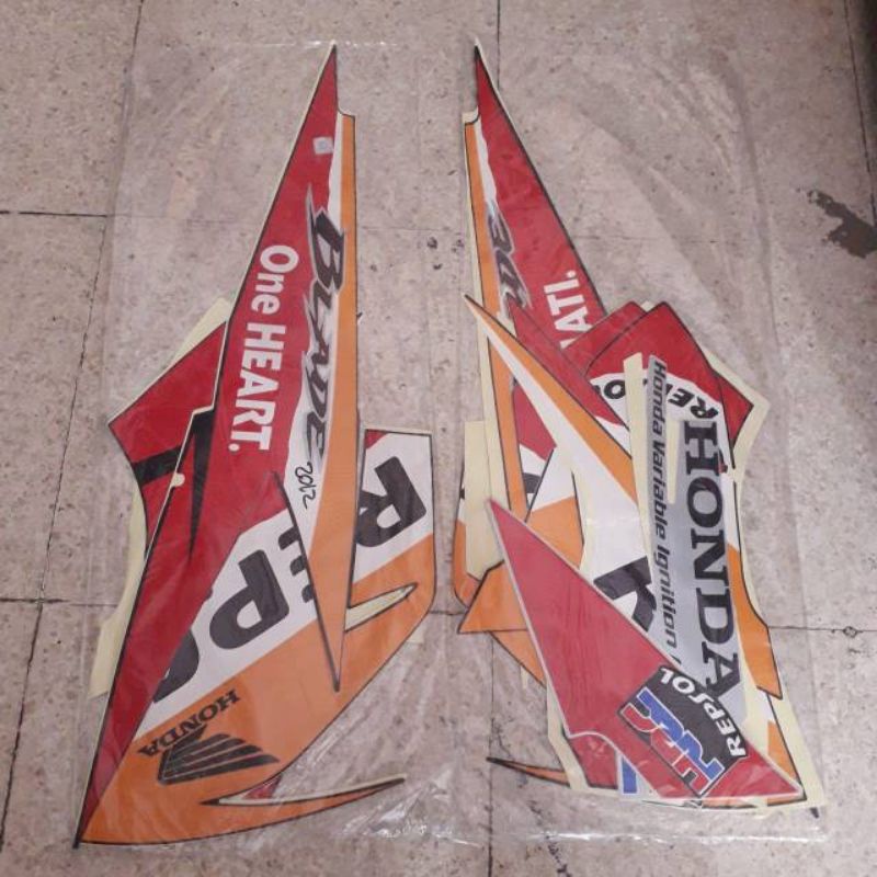 STRIPING STANDAR ORI LIST STIKER MOTOR HONDA BLADE TAHUN 2012 REPSOL STIKER BLADE REPSOL 2012 ORANGE