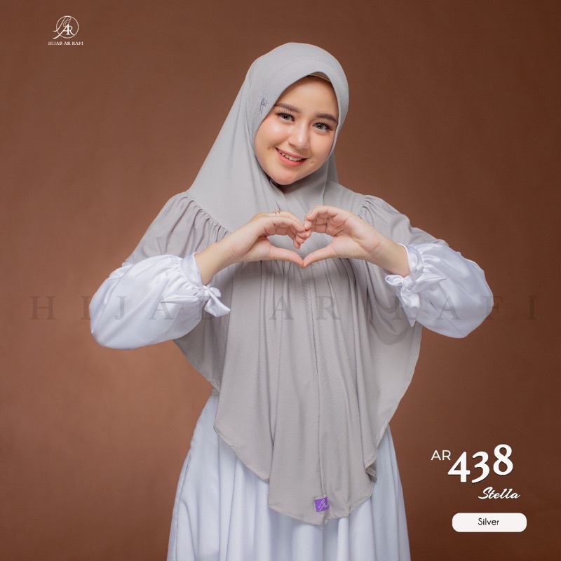 TERLARIS BISA COD ✓ Hijab Ar Rafi AR 438 hijab instan bergo Arrafi jumbo || INAYAHHIJAB-Silver