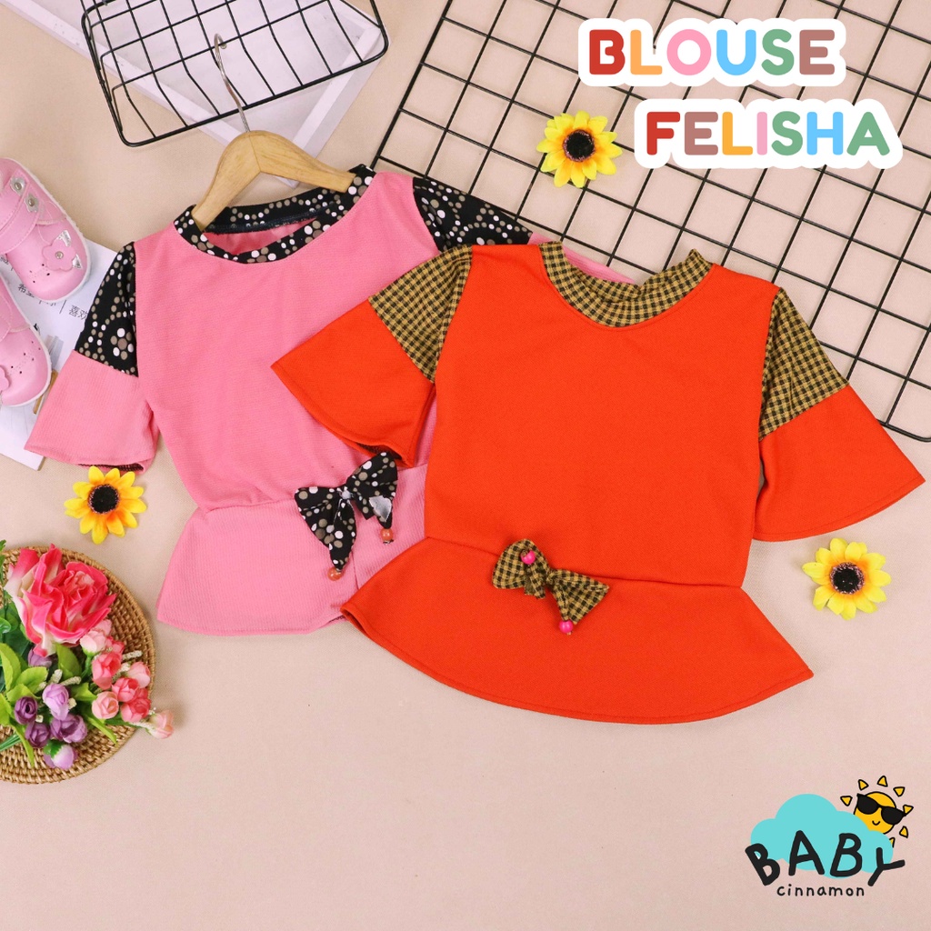 Blouse Felisha Uk 2-4 Tahun / Baju Harian Anak Perempuan Balita Dress Terompet Lengan Panjang