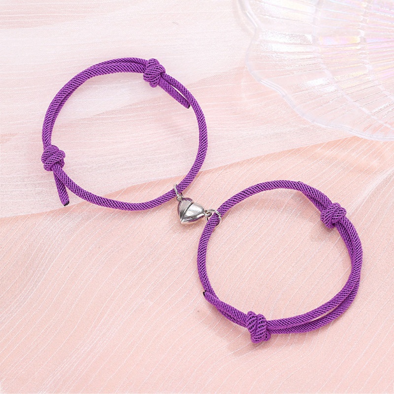 Siy 2pcs Gelang Tali Kepang Magnetik Adjustable Untuk Pria / Wanita / Pasangan